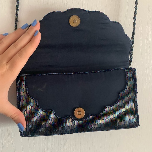 blue with multicolored beads clutch - Picture 5 of 6